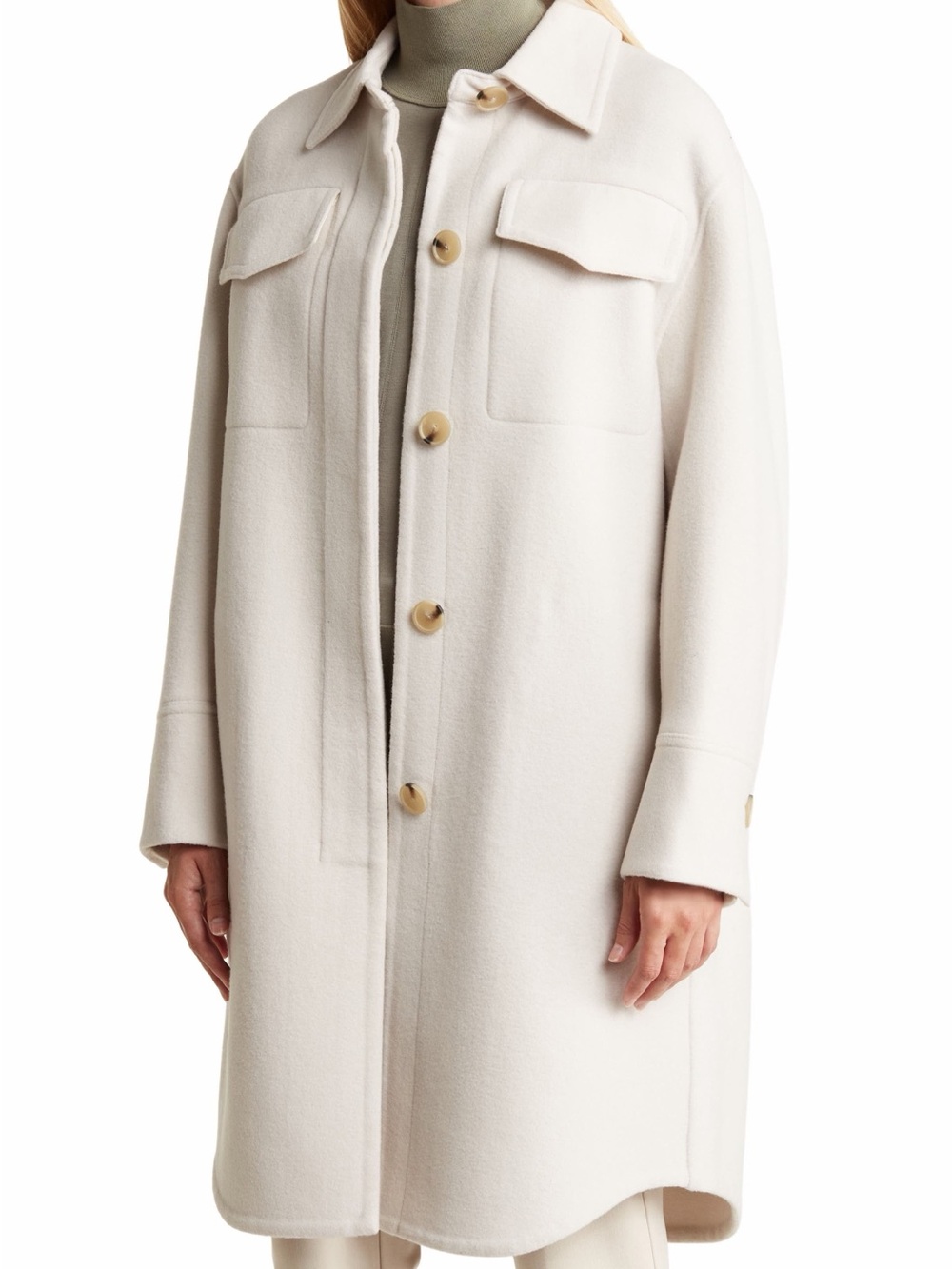 Vince Wool-Blend Overskirt Coat in Ivory